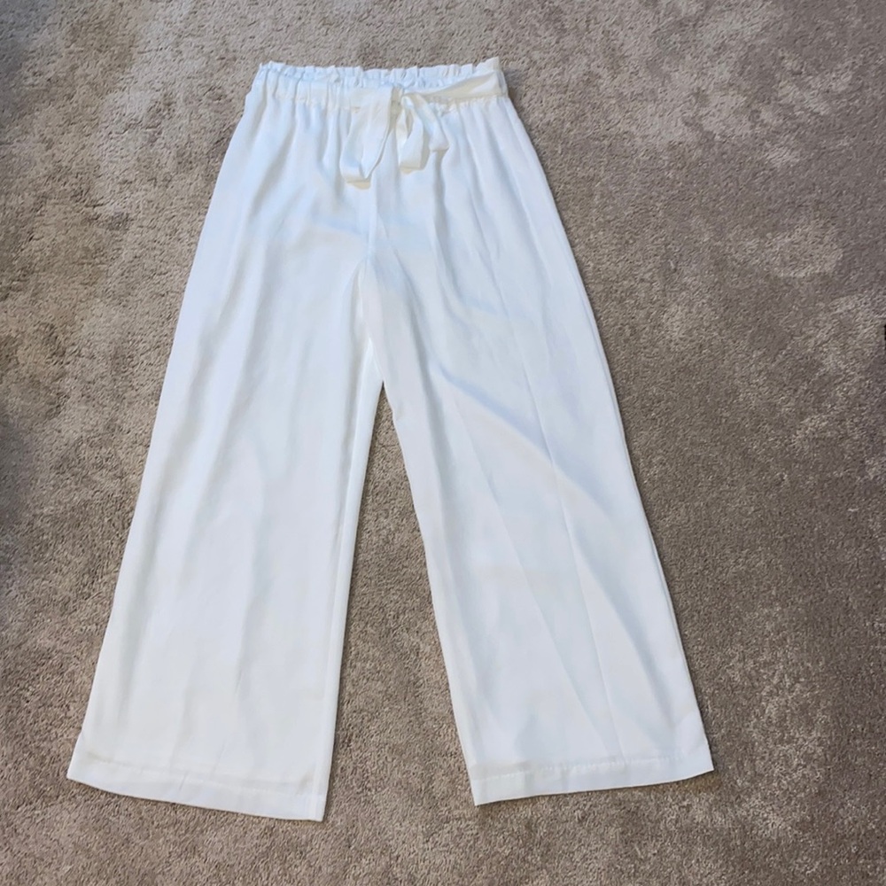 CeCe White Wide Leg Drawstring Pants